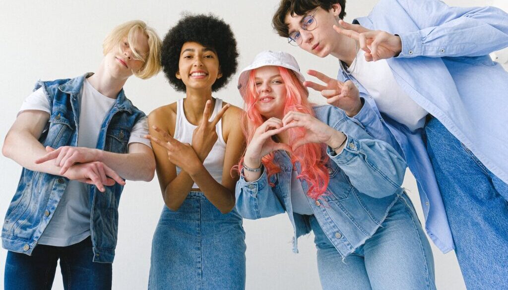 models wearing denim clothes posing at the camera